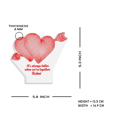 3D Double Heart Led Night Lamp with Warm White Color Customized with Any Name and Text Gift for Anniversary